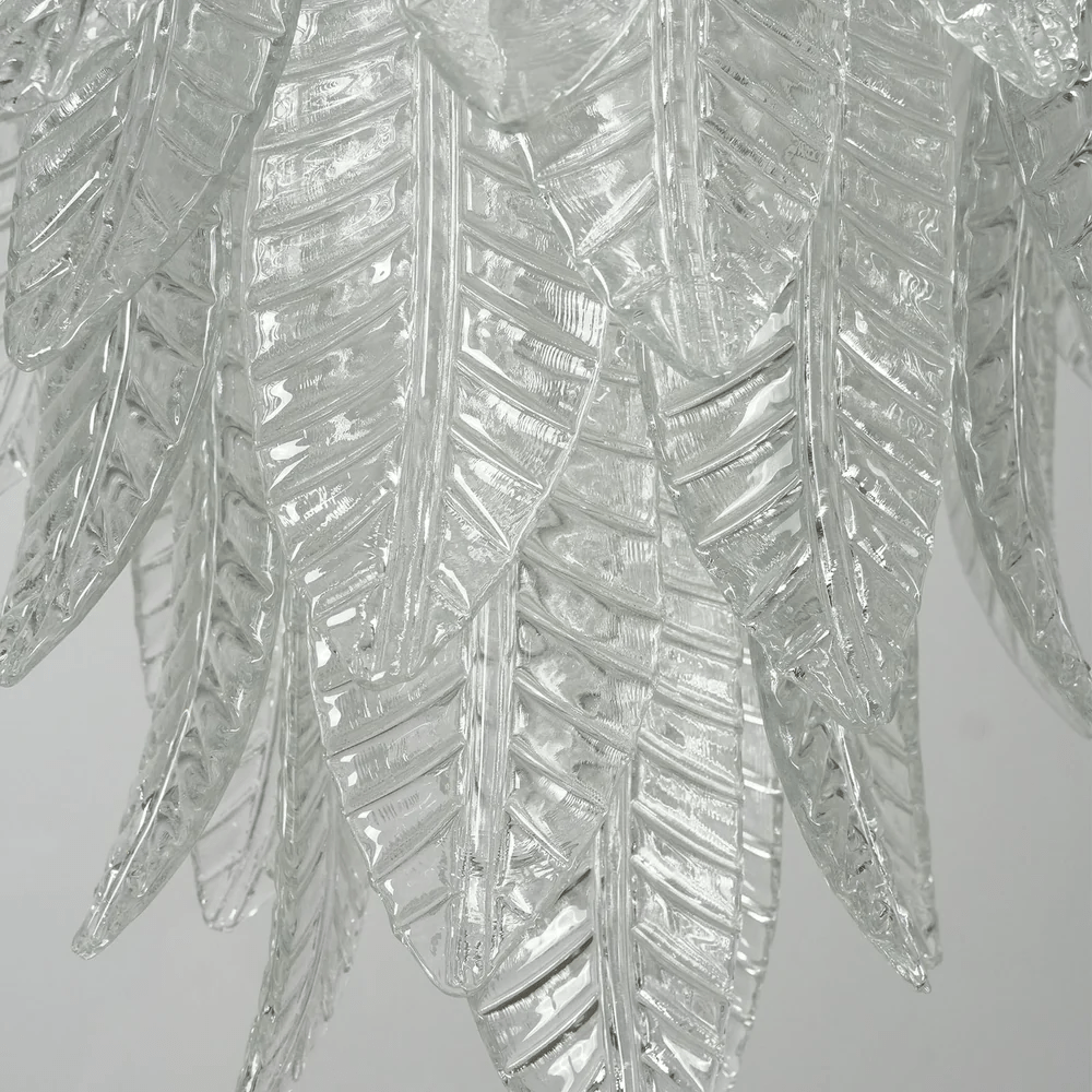 Silvae Veil Glass Chandelier – Modern Leaf Pendant for Dining & Living Rooms