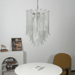 Silvae Veil Glass Chandelier – Modern Leaf Pendant for Dining & Living Rooms