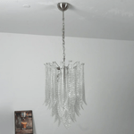Silvae Veil Glass Chandelier – Modern Leaf Pendant for Dining & Living Rooms