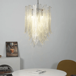 Silvae Veil Glass Chandelier – Modern Leaf Pendant for Dining & Living Rooms