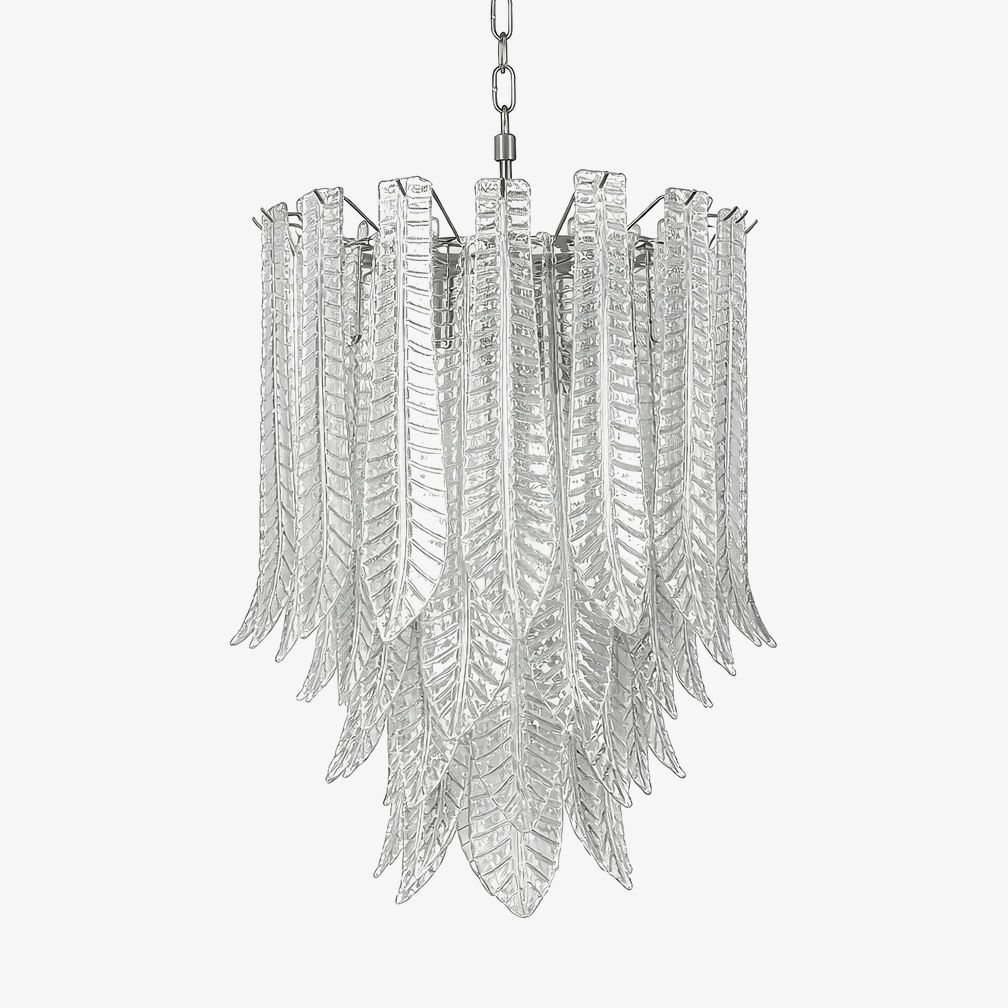 Silvae Veil Glass Chandelier – Modern Leaf Pendant for Dining & Living Rooms