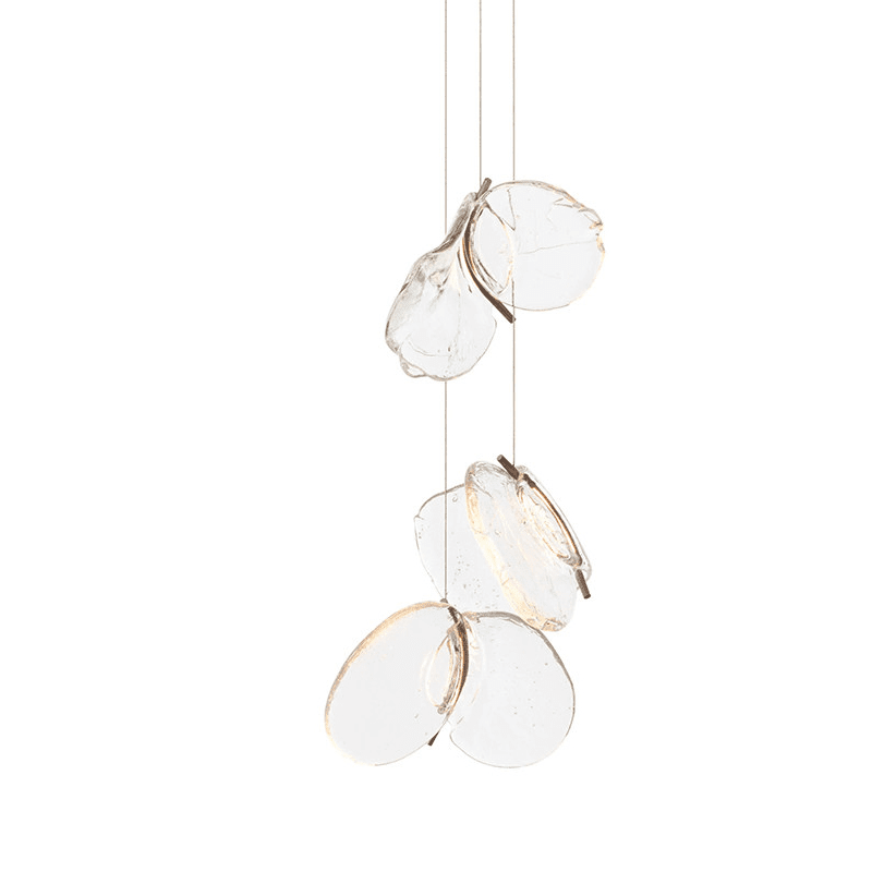 Luminous Glass Petals Pendant Chandelier – Modern LED Hanging Light for Dining Room and Living Room