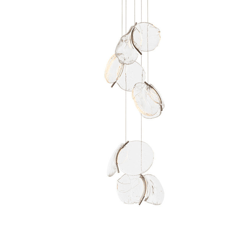 Luminous Glass Petals Pendant Chandelier – Modern LED Hanging Light for Dining Room and Living Room