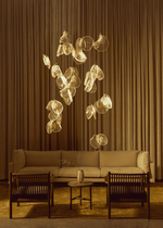 Luminous Glass Petals Pendant Chandelier – Modern LED Hanging Light for Dining Room and Living Room