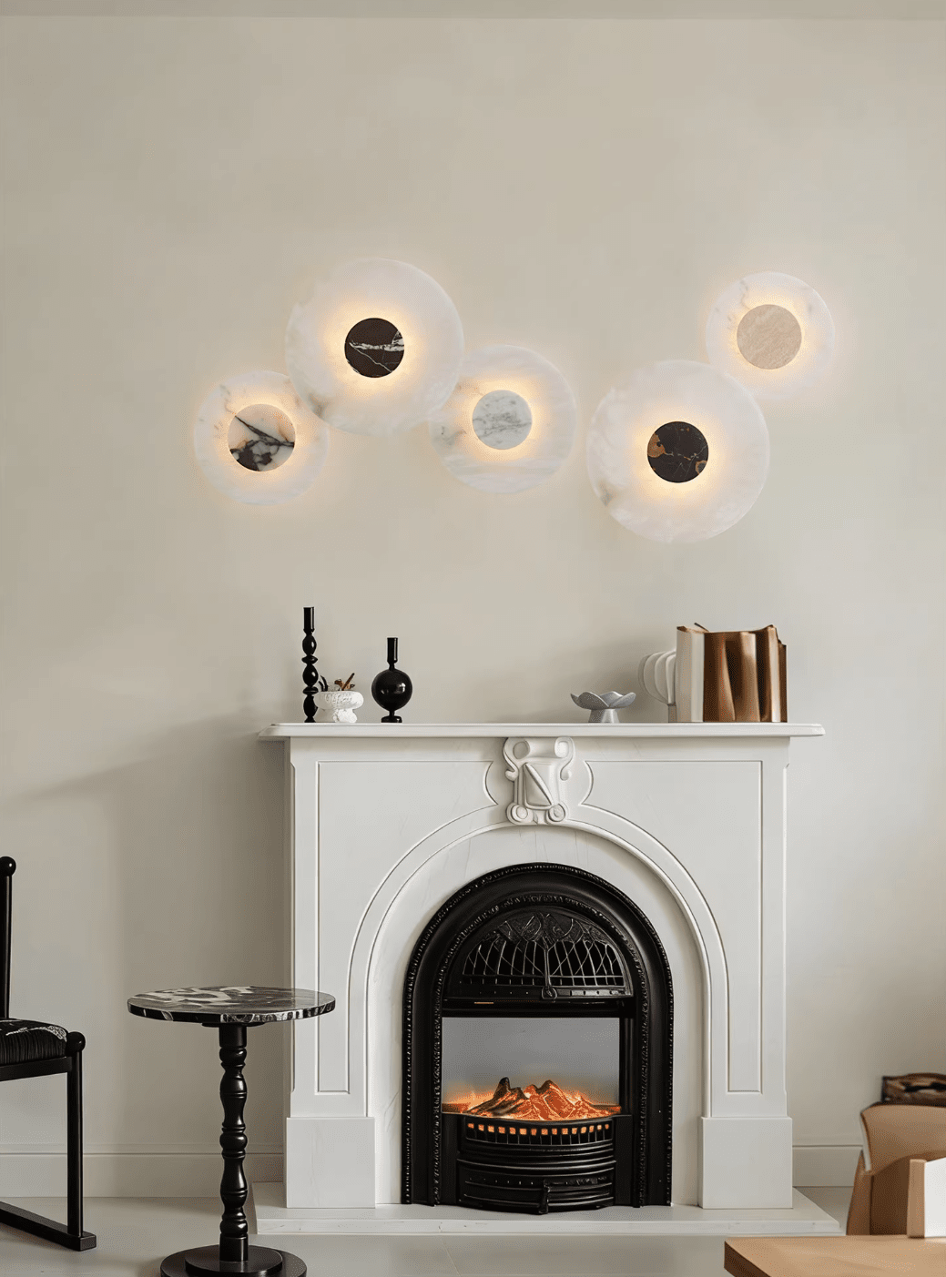 Lunar Veil Alabaster Wall Sconce – Modern LED Wall Light for Bedroom & Living Room