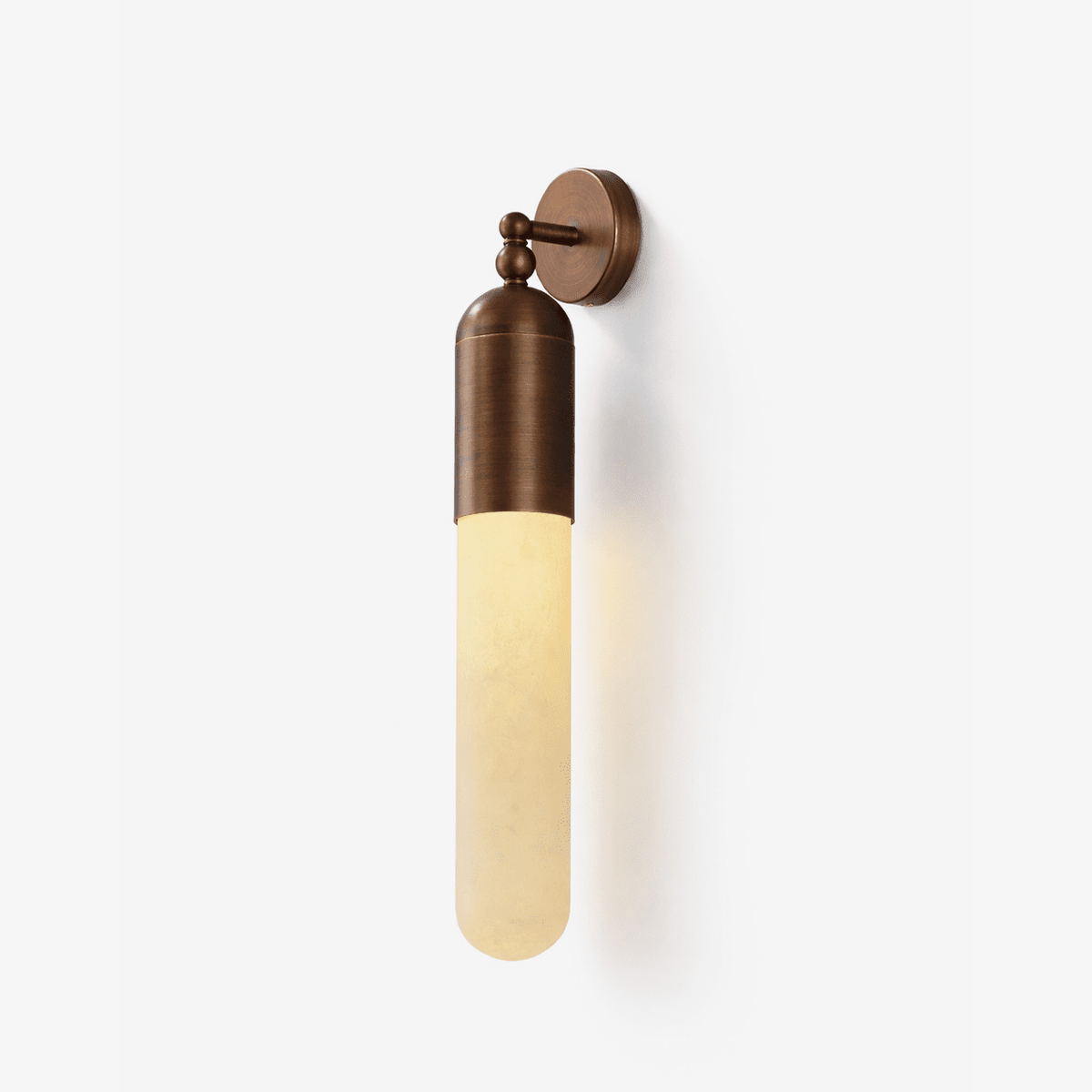 Alabaster Sculpted Tube Wall Sconce in Polished Brass
