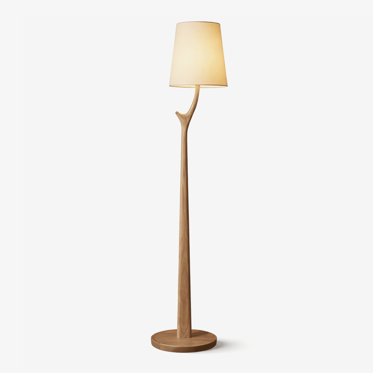 Elowen Modern Wooden Floor Lamp with Fabric Shade for Living Room