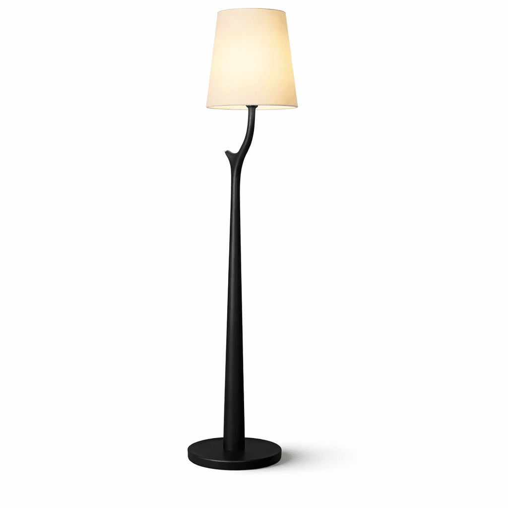 Elowen Modern Wooden Floor Lamp with Fabric Shade for Living Room