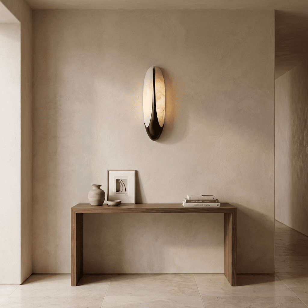Elara Alabaster Wall Sconce – Sculptural LED Wall Light in Black & White