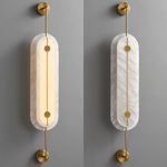 Solvane Alabaster Wall Sconce – Modern Brass LED Wall Light
