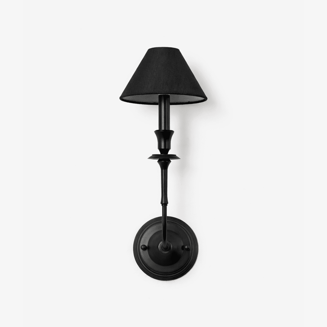 Chester Wall Sconce – Modern Black Metal & Fabric Shade for Bedroom and Living Room