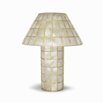 Pearl Mosaic Table Lamp in Iridescent Shell and Metal