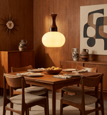 Liora Glass Pendant Light – Amber Glass & Walnut Wood