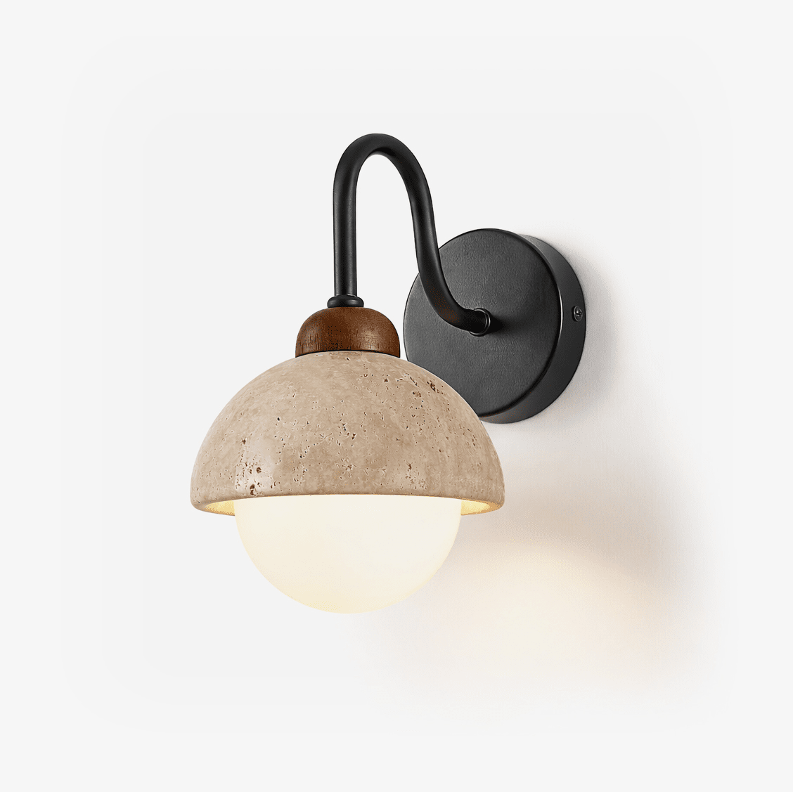 Celestia Travertine Wall Sconce with Walnut Accent