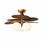 Averis Semi Flush Ceiling Light in Raffia and Glass for Modern Interiors