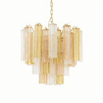 Art Deco Murano Glass Tube Chandelier in Nickel for Dining Room and Bedroom