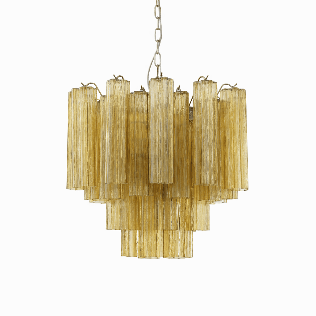 Art Deco Murano Glass Tube Chandelier in Nickel for Dining Room and Bedroom