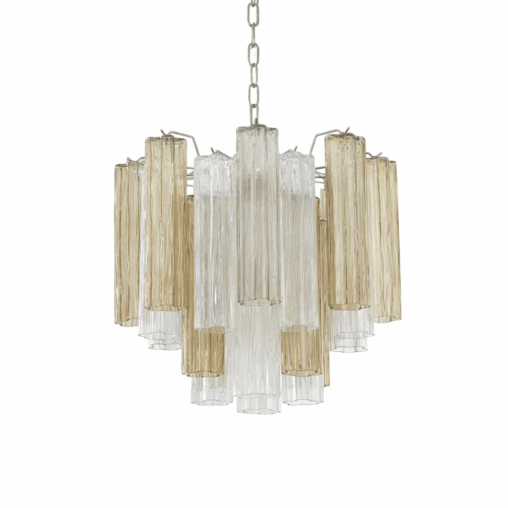 Art Deco Murano Glass Tube Chandelier in Nickel for Dining Room and Bedroom