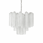 Art Deco Murano Glass Tube Chandelier in Nickel for Dining Room and Bedroom