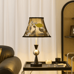 Elowen Bloom Embroidered Table Lamp with Walnut Base