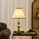 Elowen Bloom Embroidered Table Lamp with Walnut Base