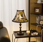 Elowen Bloom Embroidered Table Lamp with Walnut Base