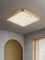 Calista Alabaster Ceiling Light in Brass | Modern Flush Mount LED