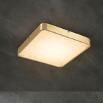 Calista Alabaster Ceiling Light in Brass | Modern Flush Mount LED