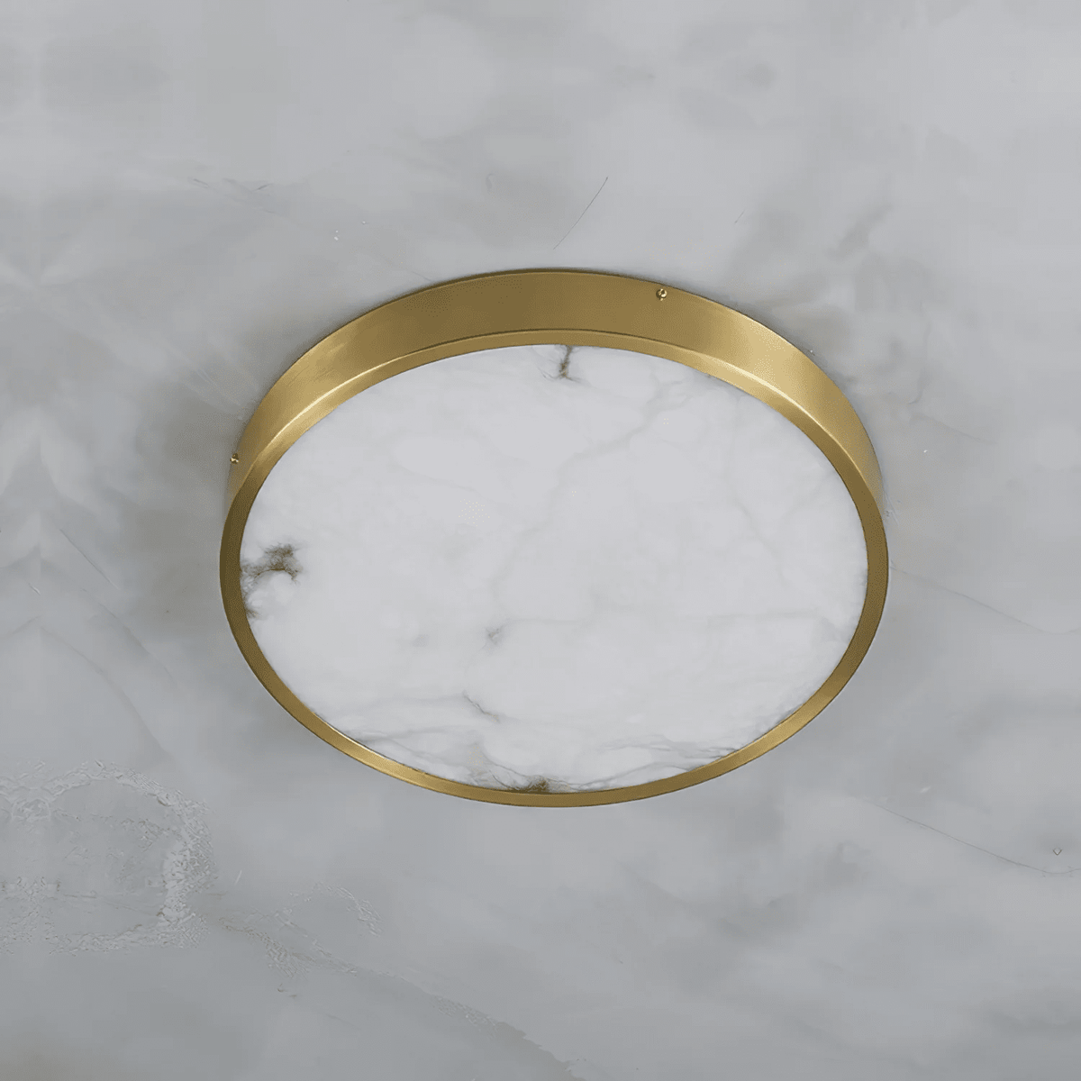 Calista Alabaster Ceiling Light in Brass | Modern Flush Mount LED