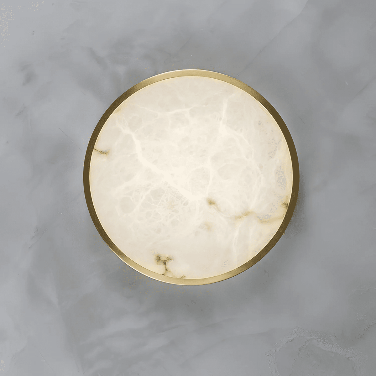 Calista Alabaster Ceiling Light in Brass | Modern Flush Mount LED