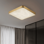 Calista Alabaster Ceiling Light in Brass | Modern Flush Mount LED