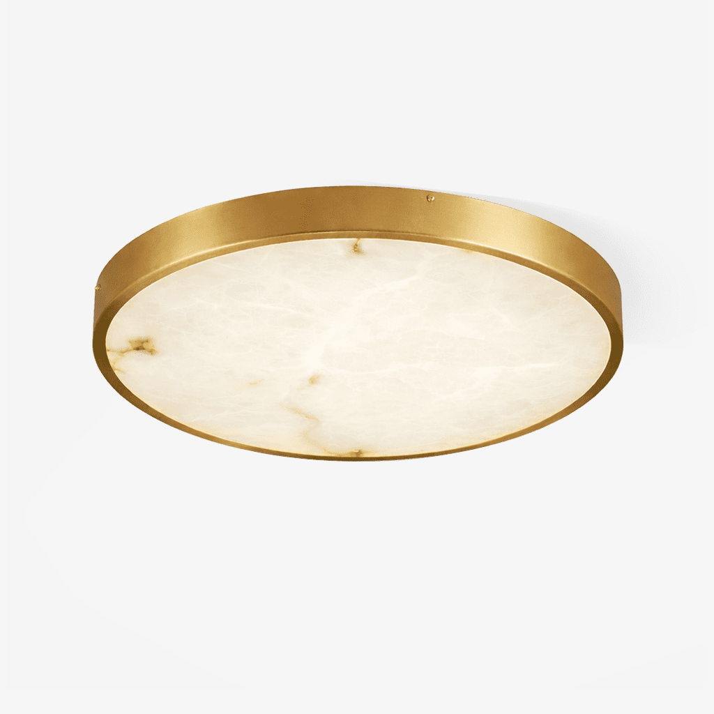 Calista Alabaster Ceiling Light in Brass | Modern Flush Mount LED