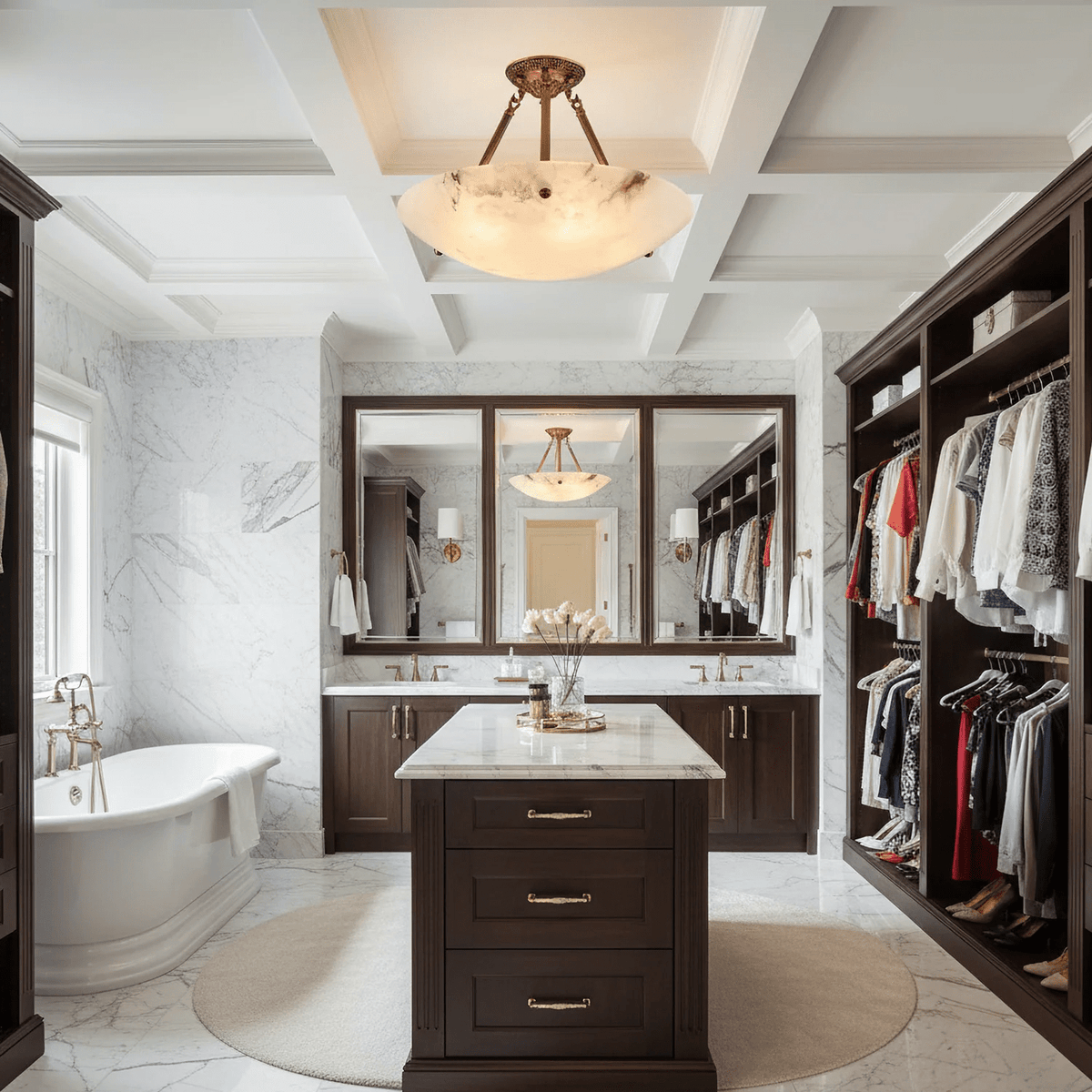 Calyra Semi-Flush Alabaster Ceiling Light in Antique Brass