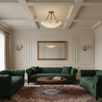 Calyra Semi-Flush Alabaster Ceiling Light in Antique Brass