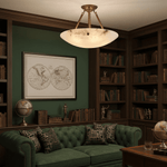 Calyra Semi-Flush Alabaster Ceiling Light in Antique Brass