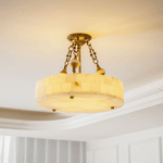 Lumisora Alabaster Ceiling Lamp – Sculptural Brass & Natural Stone Chandelier