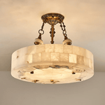 Aurevia Alabaster Chandelier in Antique Brass | Modern Luxury Ceiling Light