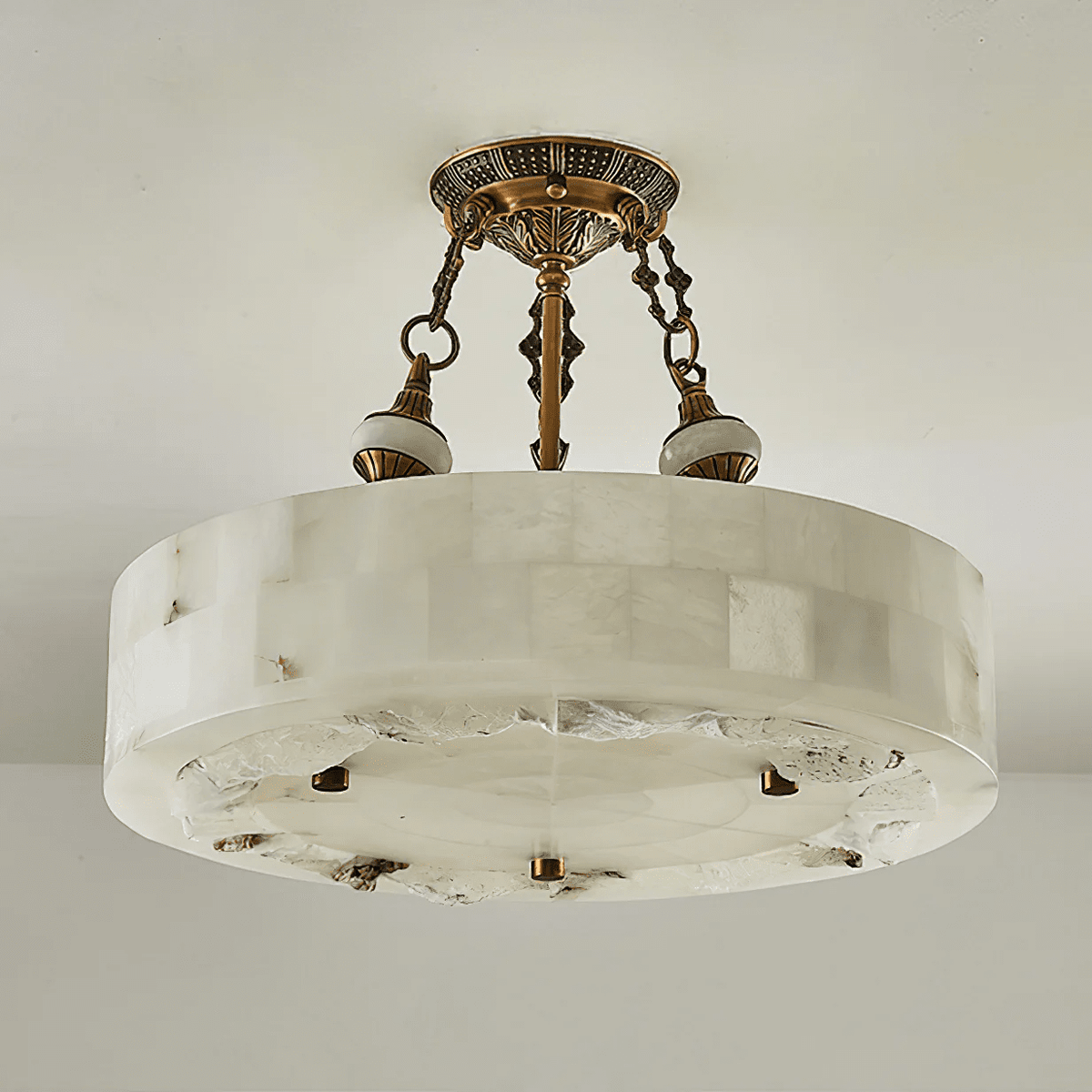 Aurevia Alabaster Chandelier in Antique Brass | Modern Luxury Ceiling Light