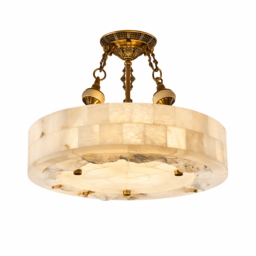 Aurevia Alabaster Chandelier in Antique Brass | Modern Luxury Ceiling Light