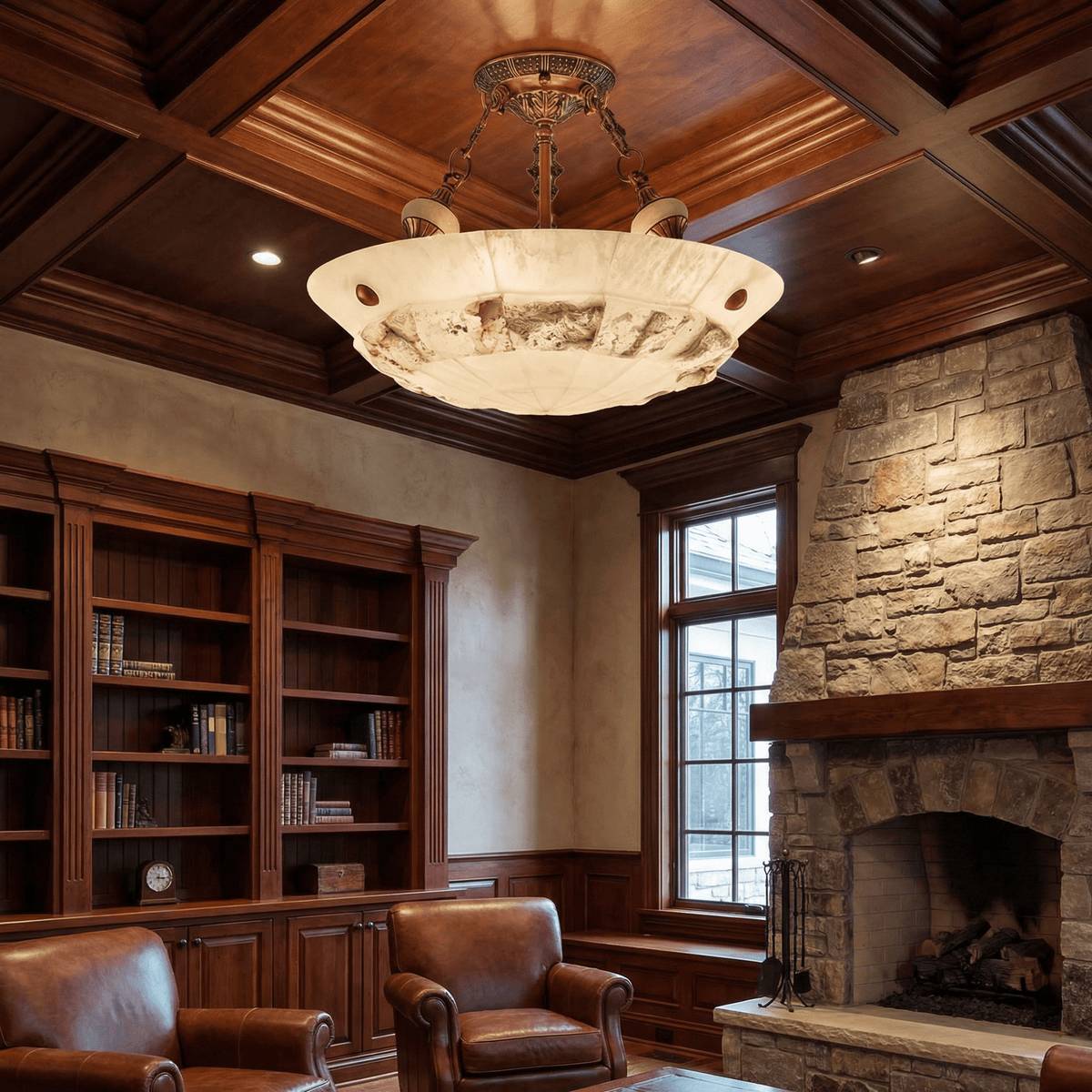 Aureon Alabaster Ceiling Light – Handcrafted Brass & Natural Stone Fixture