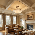 Calyra Semi-Flush Alabaster Ceiling Light in Antique Brass