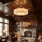 Aurevia Alabaster Chandelier in Antique Brass | Modern Luxury Ceiling Light