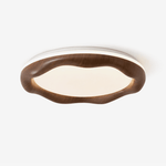 Wavora LED Ceiling Light in Walnut Wood Grain Finish, Modern Flush Mount for Living Room and Bedroom