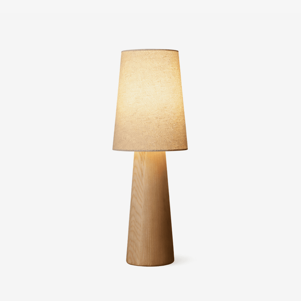 Norvia Modern Wood Table Lamp with Fabric Shade for Bedroom and Living Room
