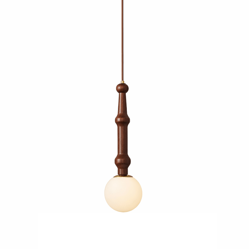 Elowen Drop Pendant Light in Walnut and Opal Glass