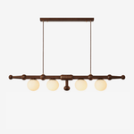 Elowen Rail Chandelier – Linear Wood & Glass Pendant Light