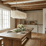 Liora Shell Linear Chandelier – Natural Shell Pendant Light for Dining & Living Rooms