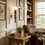 Elowen Drop Wall Sconce — Modern Wood & Brass Wall Light