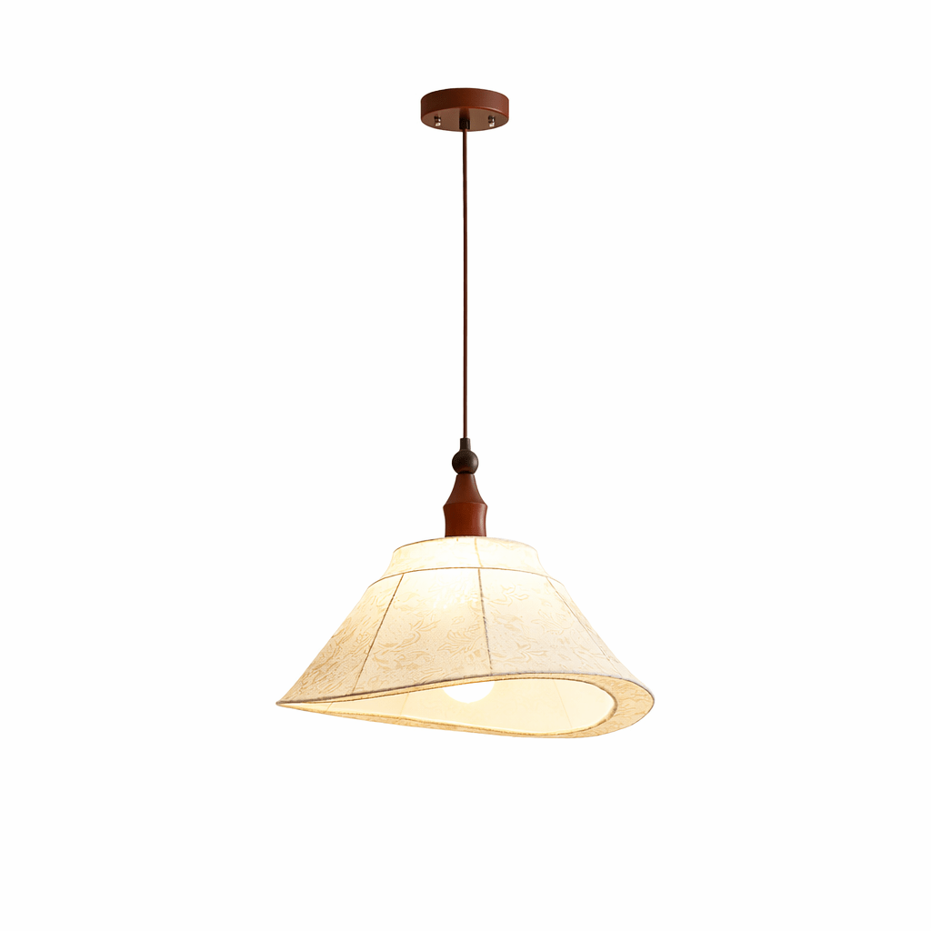 Elowen Tapered Pendant Light – Modern Fabric Shade, Walnut Accent