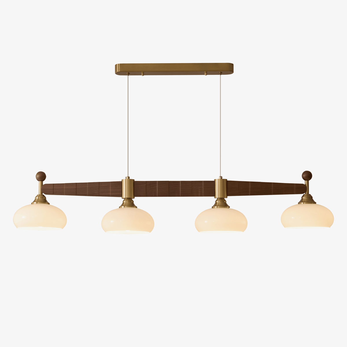 Brixton Oar Linear Pendant Light – Modern Wood & Brass Kitchen Island Lamp